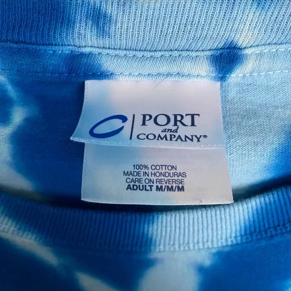 Port and Company Blue and White Short Sleeve Tee - Picture 2 of 3